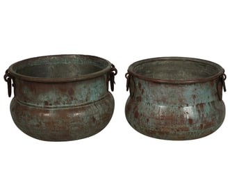 Two Large Copper Pots