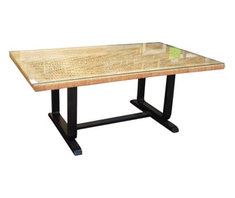 A Modernist Rope and Ebonized Wood Dining Table