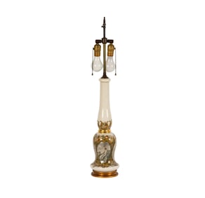 A French Opaline and Reverse-Painted Glass Table Lamp