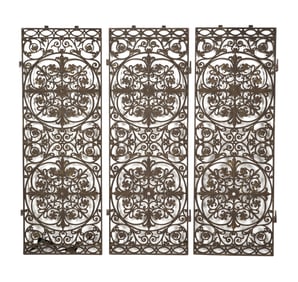 A Wrought Iron Three-Panel Grate or Room Divider