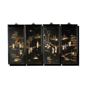 A Set of Four Chinese Bone-Inset Panels