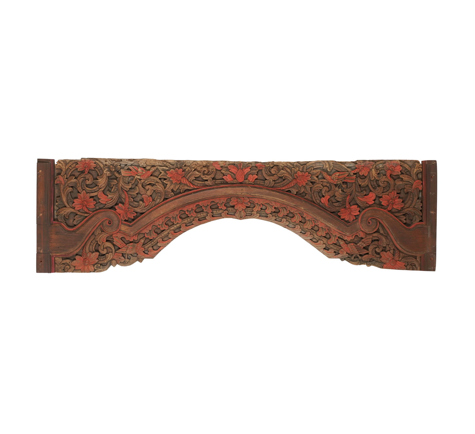 A Carved and Polychromed Wood Overdoor Panel: Southeast Asia 70 1/4 x 20 in. (178.4 x 50.8 cm.) Notes: This item does not qualify for in-house shipping. Please see our preferred shippers list for quotes or arrange for local pickup. https://www.ab
