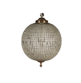 A Large Spherical Beaded Crystal Ceiling Light Fixture