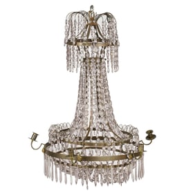 An Empire-Style Beaded Drop Crystal Chandelier