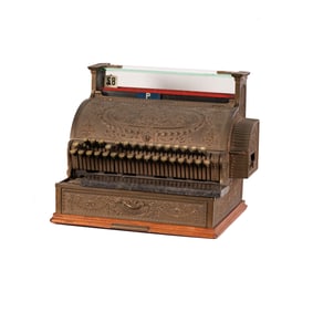 An Oak and Brass National Cash Register