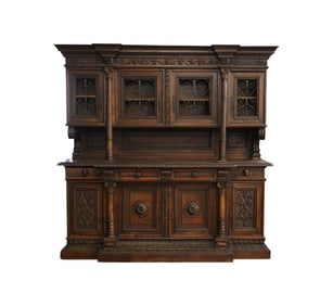 A Renaissance Revival Carved Walnut Buffet Cabinet