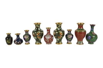 A Collection of Chinese Cloisonne Vases