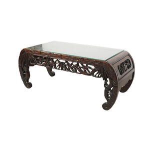 A Chinese Carved Hardwood Low Table