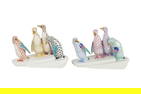 Two Herend Fishnet Porcelain Penguin Groups
