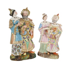Two Jacob Petit Porcelain Nodder Figural Groups