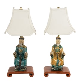 A Pair of Chinese Ceramic Figures of Elders