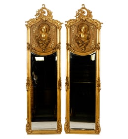 A Pair of Carved Giltwood Mirrors