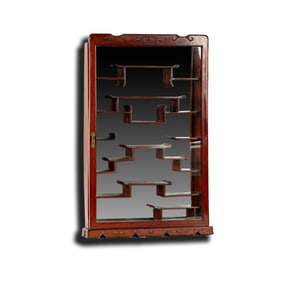 A Chinese Hardwood Snuff Bottle Cabinet