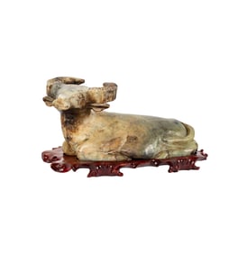 A Chinese Carved Stone Figure of a Water Buffalo