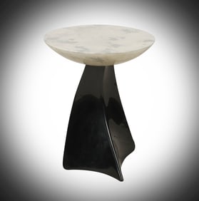 A Modernist Black Lacquer and Parchment Lamp Table