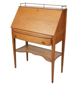 An American Oak Slant Front Desk