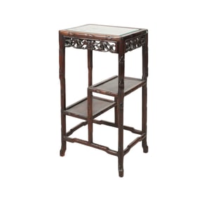 A Chinese Carved Hardwood Tiered Stand