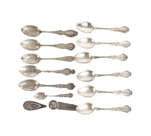 A Group of Assorted Sterling Souvenir Spoons