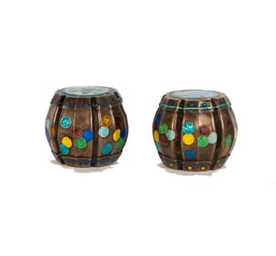 A Pair of Silver and Enamel Wine Warmers