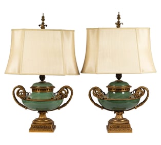 A Pair of Bronze Mounted Table Lamps