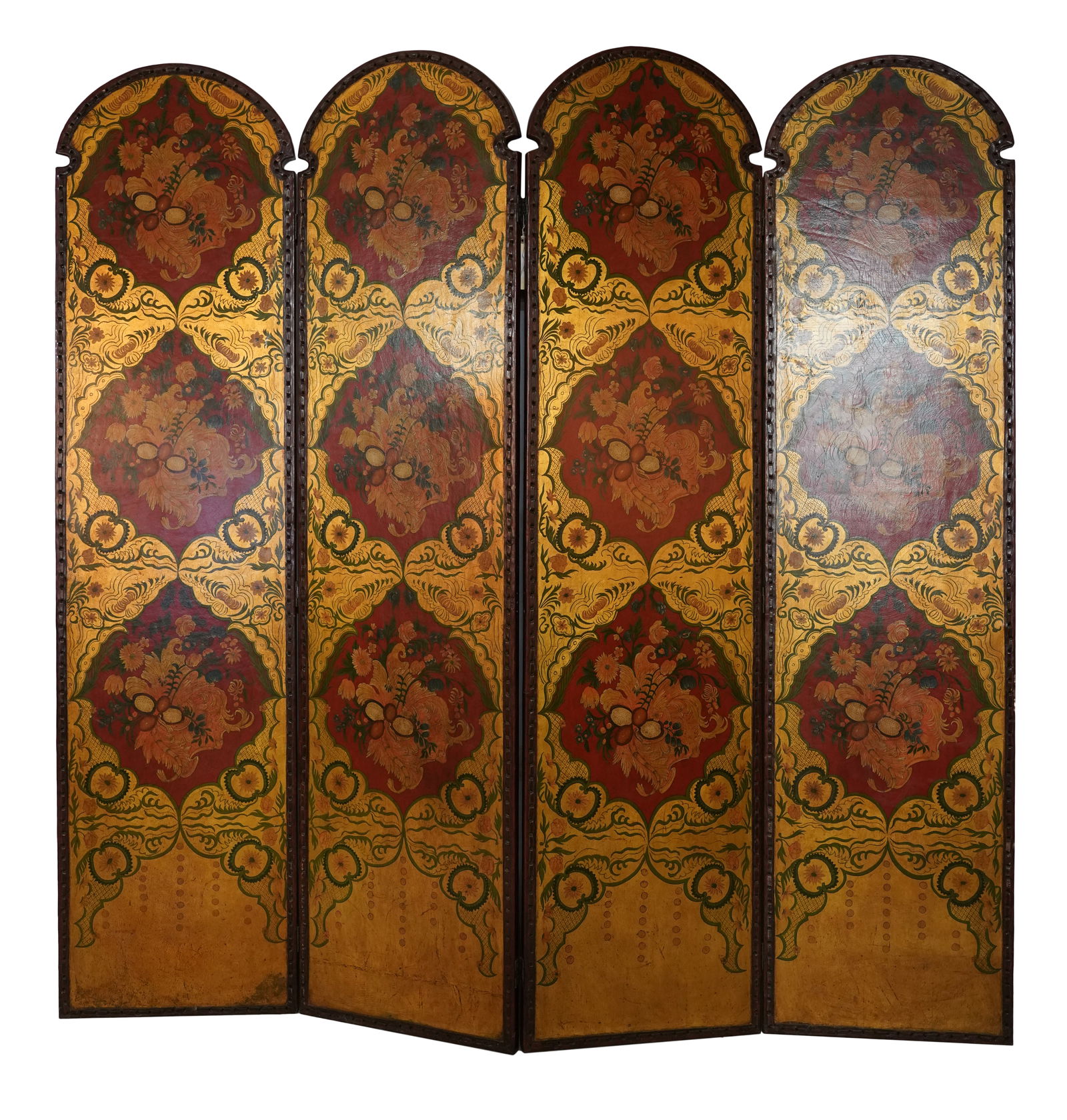 L. Rossi: Pair of Spanish-Style Painted Leather Screens (1 of 19)