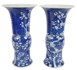 A Pair of Chinese Blue and White Porcelain Vases