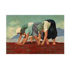 Eastern European School, 20th Century, Three Women Harvesting