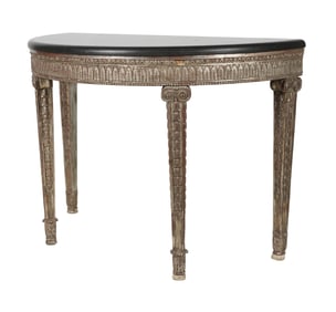 A Neoclassical-Style Silvered Wood Demilune Console Table