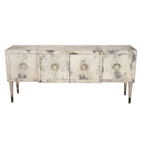 A Modernist Parchment-Clad Four-Door Credenza