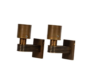 A Pair of Art Deco-Style Polished Brass Sconces