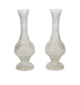 A Pair of Monumental Cut Glass Vases