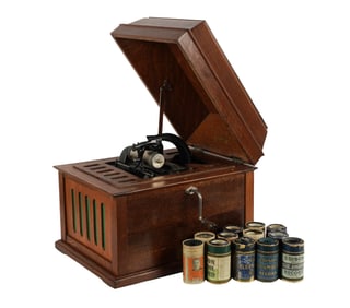 An Edison Amberol Cylinder Phonograph in Oak Case