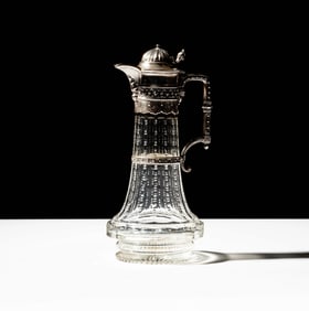 A German Cut Glass and .800 Silver Claret Jug