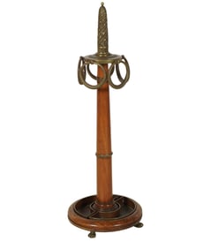 A Continental Fruitwood and Brass Umbrella Stand