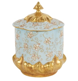 An Elite Works Limoges Porcelain Biscuit Jar