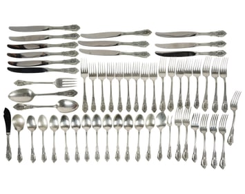 A Wallace Rose Point Sterling Flatware Service for 12