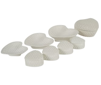 A Group of Tiffany and Co. Heart-Shaped Porcelain Bowls and Boxes