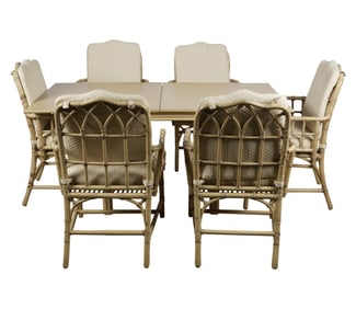 A McGuire Rattan Dining Set