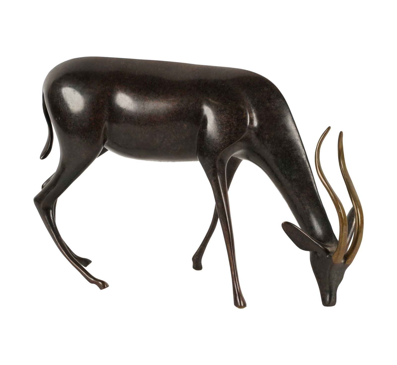 Loet Vanderveen, Dutch 1921-2015, Antelope: Loet Vanderveen Dutch 1921-2015 Antelope bronze ed. 169/250; signed and numbered to underside 7 1/2 x 12 in. (19.1 x 30.5 cm.)