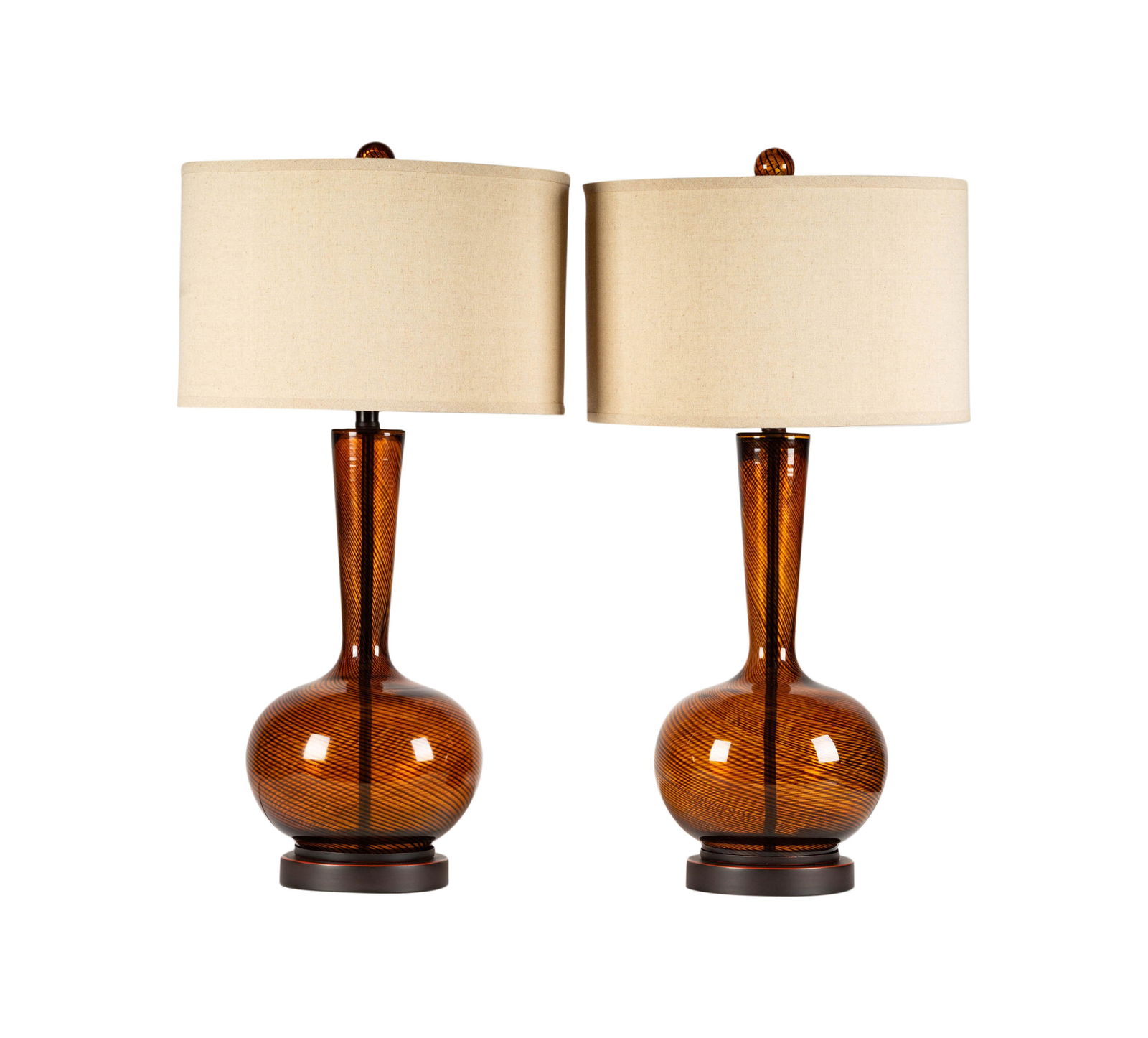 A Pair of Brown Glass Table Lamps (1 of 8)