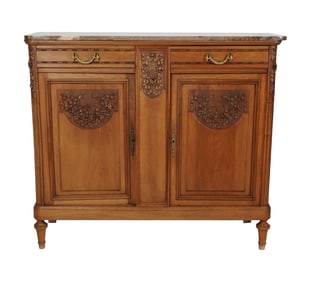 A French Provincial-Style Marble-Top Side Cabinet