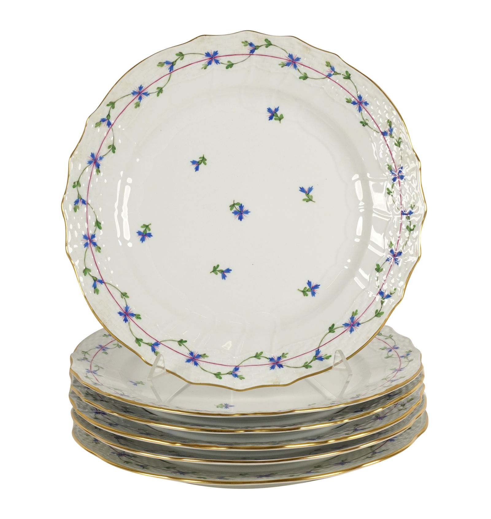 Eight Herend Blue Garland Porcelain Plates (1 of 8)