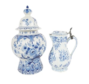 A Delft Pottery Urn and Coffee Pot