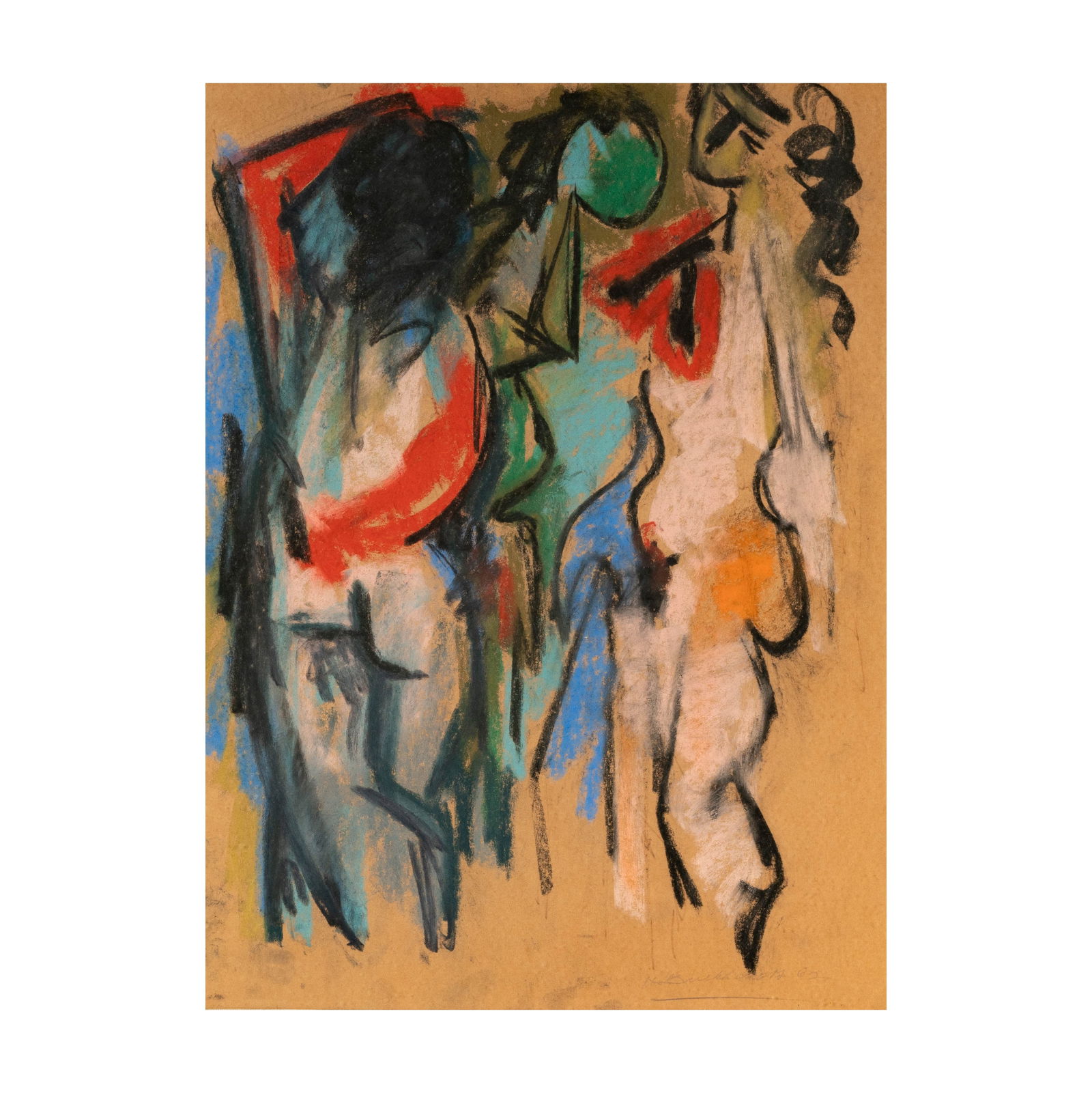 Hans Gustav Burkhardt, Los Angeles, CA 1904-1994, Untitled (Nude Figural Group): Hans Gustav Burkhardt Los Angeles, CA 1904-1994 Untitled (Nude Figural Group) pastel on paper 1962; signed and dated in pencil lower right Sight: 23 1/4 x 17 1/4 in. (59.1 x 43.8 cm.), Frame: 31 x 24
