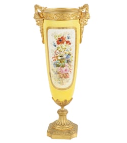 A Continental Yellow-Ground Porcelain Vase