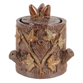 A Majolica Faux Bois Jar