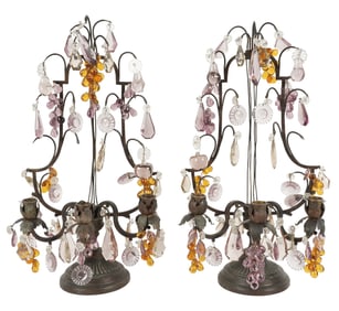 A Pair of Lyre-Form Three-Light Girandoles