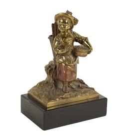 A Gilt Bronze Figure of a Flower Girl