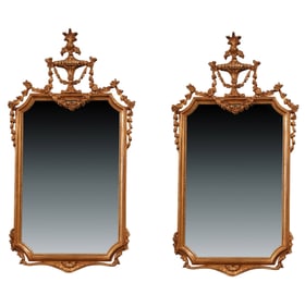 A Pair of Neoclassical-Style Giltwood Mirrors