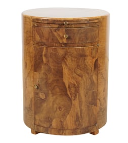 An Italian Burl Walnut Round Side Cabinet